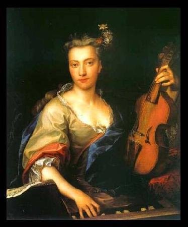  Portrait of Young Woman Playing the Viola da Gamba